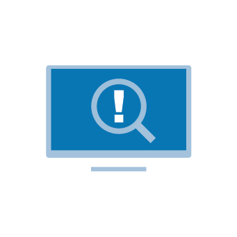 monitor with alert symbol
