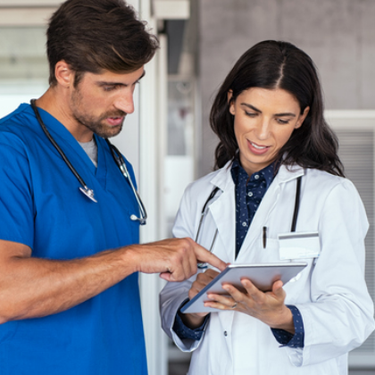 doctor and nurse talking